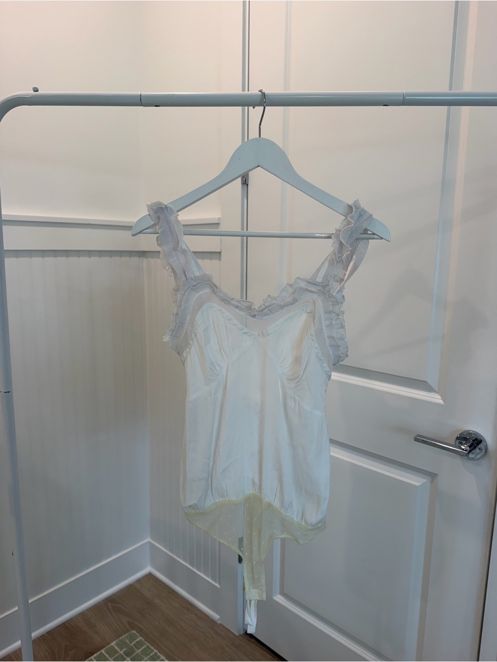 Free People White Ruffled Strap Bodysuit